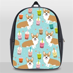 Corgi Boba Tea Bubble Tea Kawaii Food Welsh Corgis Dog Pattern School Bag (xl) by Perong