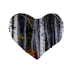 White Birch Trees Autumn Standard 16  Premium Heart Shape Cushions