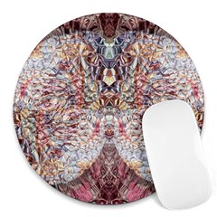 Stitches Blend Round Mousepad by kaleidomarblingart