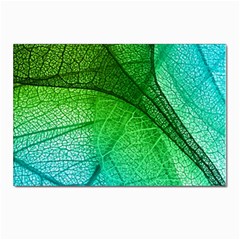 3d Leaves Texture Sheet Blue Green Postcards 5  X 7  (pkg Of 10) by Cemarart