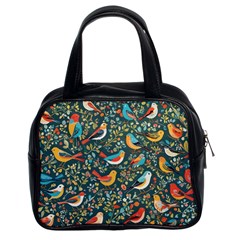 Birds Pattern Flowers Whimsical Classic Handbag (two Sides) by Salmanaz77