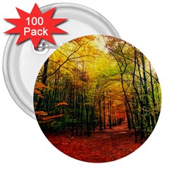 Forest Woods Autumn Nature 3  Buttons (100 Pack)  by Proyonanggan