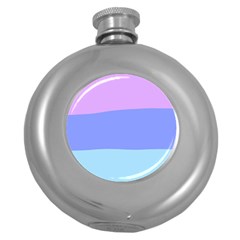 Pastel Colour, Blue, Lilac, Orange, Pastel, Pink, Romance Round Hip Flask (5 Oz) by kyorashop23