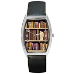 Books Bookshelves Office Fantasy Background Artwork Book Cover Apothecary Book Nook Literature Libra Barrel Style Metal Watch Front