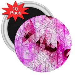 Pink Abstract Lineart 3  Magnets (10 Pack) 