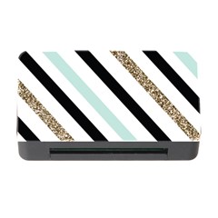 Pattern, Black, Blue, Gold, Lines, Stripes Memory Card Reader With Cf by kyorashop23