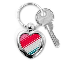 Red White Teal Stripes Key Chain (heart) by kyorashop23