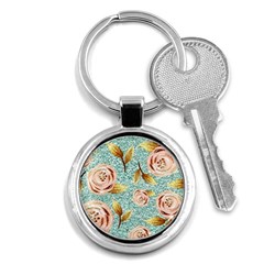 Rose Gold Roses, Girly, Glitter, Pretty, Rose Gold Key Chain (round) by kyorashop23