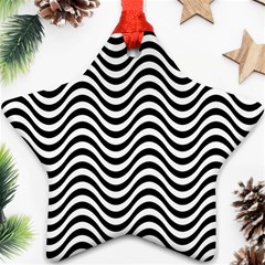 Black White Wave Pattern Wavy Water Seamless Star Ornament (two Sides)