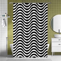 Black White Wave Pattern Wavy Water Seamless Shower Curtain 48  X 72  (small) 