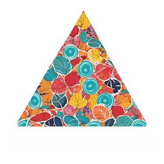 Floral And Leaves Pattern Wooden Puzzle Triangle