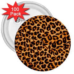 Leopard Skin Texture Macro, Brown 3  Buttons (100 Pack) 