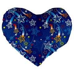 Christmas Stars Pattern Star Large 19  Premium Heart Shape Cushions