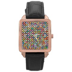 Floral Flowers Decorative Rose Gold Leather Watch 