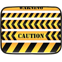 Caution Road Sign Warning Cross Danger Yellow Chevron Line Black Fleece Blanket (mini) by anzea