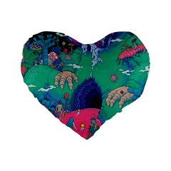 Planet Psychedelic Art Psicodelia Standard 16  Premium Heart Shape Cushions