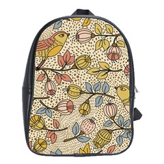 Seamless Pattern With Flower Bird School Bag (large)