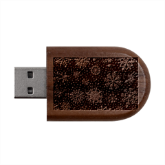 Shiny Winter Snowflake Abstract Christmas Cold Crystal December Wood Oval Usb Flash Drive by Bedest