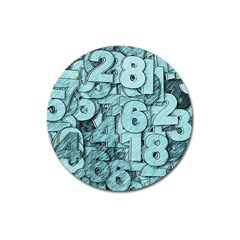 Blue Digits Background, Artwork, Numbers Magnet 3  (round)