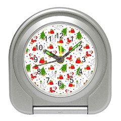 Christmas Pattern, Pattern, Christmas, Trees, Santa Travel Alarm Clock by kyorashop23