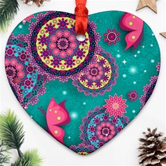 Floral Pattern, Abstract, Colorful, Flow Heart Ornament (two Sides) by kyorashop23