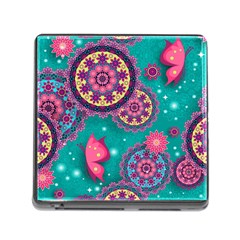 Floral Pattern, Abstract, Colorful, Flow Memory Card Reader (square 5 Slot)