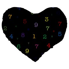 Numbers, Math, Keyboard Large 19  Premium Flano Heart Shape Cushions