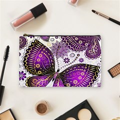 Purple Butterflies, Abstract, Floral, Flowers Cosmetic Bag (medium)