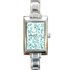 Real Madrid, Background, Pattern, Sport Rectangle Italian Charm Watch by kyorashop23