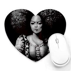 Vintage Afro Style Doll Illustration (ia&human) Heart Mousepad by dflcprintsclothing