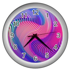 Swirl Twirl Design Pattern Purple Wall Clock (silver) by Salmanaz77