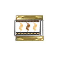 African Women Pattern Seamless Style Gold Trim Italian Charm (9mm) by Bedest