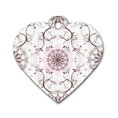 Floral Flora Flower Seamless Pattern Dog Tag Heart (two Sides)