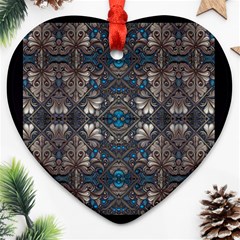 Ornate Baroque Floral Pattern Print Heart Ornament (two Sides)