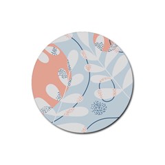 Pattern Plants Leaves Nature Rubber Coaster (round)