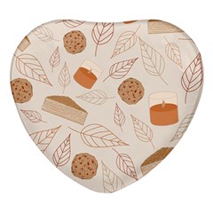 Leaves Cake Cookies Pattern Heart Glass Fridge Magnet (4 Pack) by Bedest