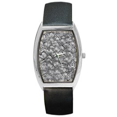 Silver Blossom Elegance Print (ai+human) Barrel Style Metal Watch