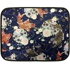 Japanese Wave Koi Illustration Pattern Fleece Blanket (mini) by Ndabl3x