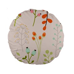 Boho Pattern Berries Flowers Nature Standard 15  Premium Round Cushions