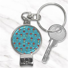 Whimsical Mushroom Pattern Nail Clippers Key Chain by Drawde