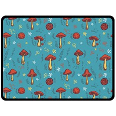 Whimsical Mushroom Pattern Fleece Blanket (large)