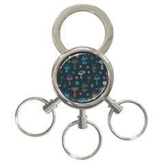 Whimsical Mushrooms Pattern 3-ring Key Chain by Drawde