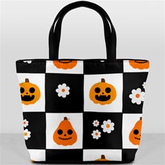 Seamless Halloween Pattern With Smiling Pumpkin 20240926 161714 0000 Bucket Bag by Safari