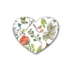 Line Floral Art Pattern Ornament Rubber Coaster (heart)