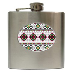 Ukrainian Folk Seamless Pattern Ethnic Ornament Border Element Traditional Hip Flask (6 Oz) by Grandong