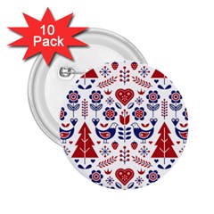 Scandinavian Folk Seamless Pattern 2 25  Buttons (10 Pack) 