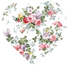 Floral Elements Peony Chinese Rose Wooden Puzzle Heart