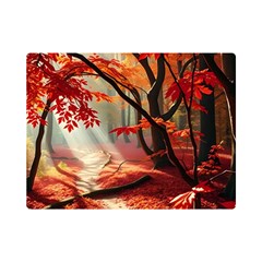 Forest Path Red Nature Premium Plush Fleece Blanket (mini) by Bedest