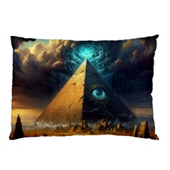 Mystic Blue Pyramid Art Pillow Case (two Sides) by ExtraAwesomeSauce