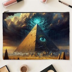 Mystic Blue Pyramid Art Cosmetic Bag (xxxl) by ExtraAwesomeSauce